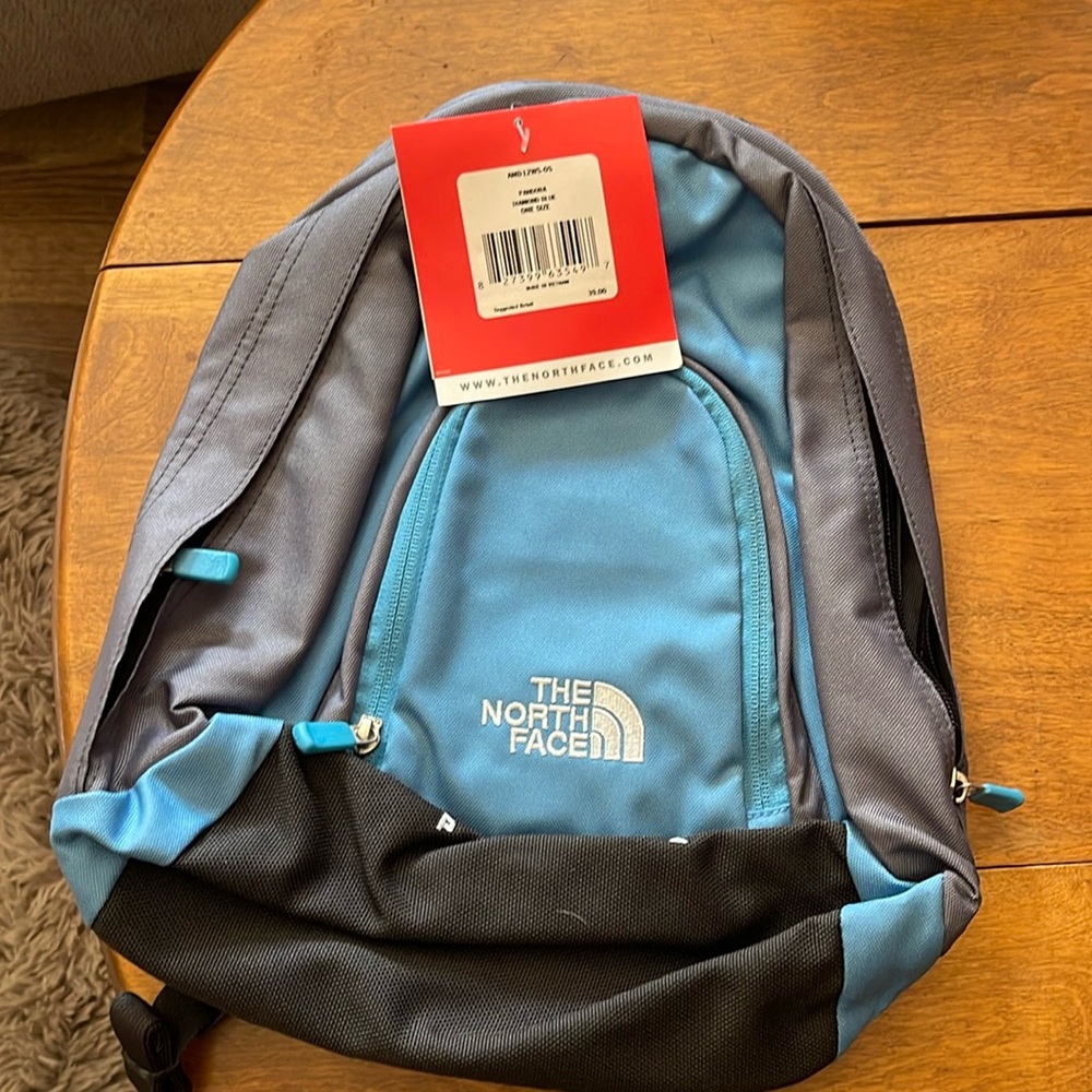 NWT North Face backpack blue/grey